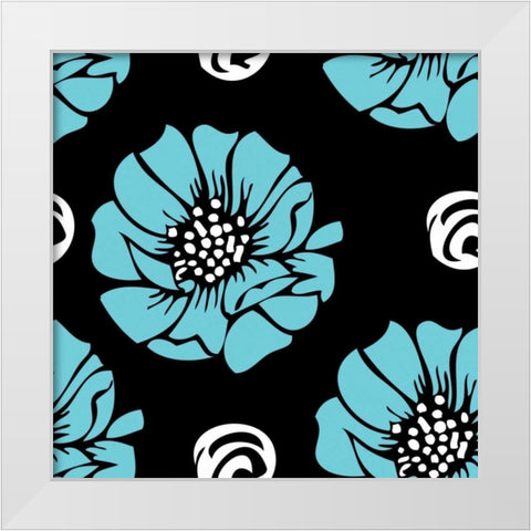 Bold Turquoise Flower I White Modern Wood Framed Art Print by ND Art and Design