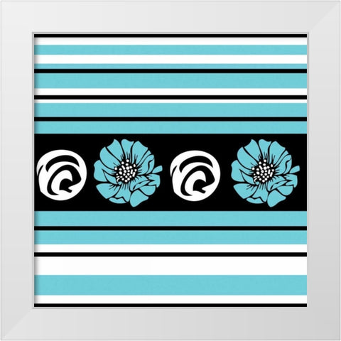 Bold Turquoise Flower II White Modern Wood Framed Art Print by ND Art and Design
