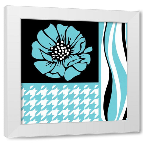 Bold Turquoise Flower IX White Modern Wood Framed Art Print by ND Art and Design