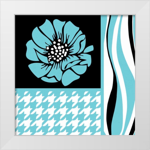 Bold Turquoise Flower IX White Modern Wood Framed Art Print by ND Art and Design