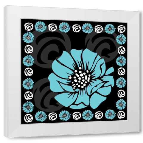 Bold Turquoise Flower X White Modern Wood Framed Art Print by ND Art and Design