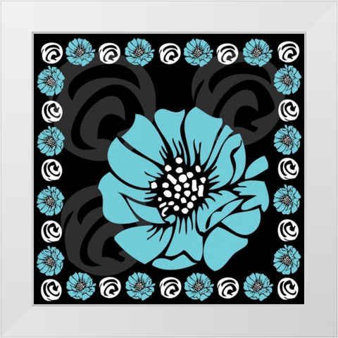 Bold Turquoise Flower X White Modern Wood Framed Art Print by ND Art and Design