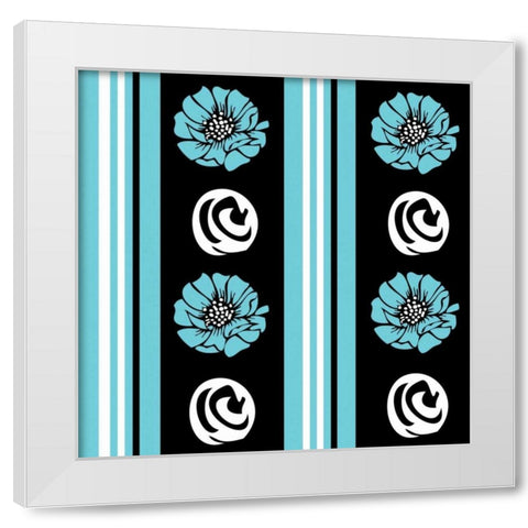 Bold Turquoise Flower XII White Modern Wood Framed Art Print by ND Art and Design