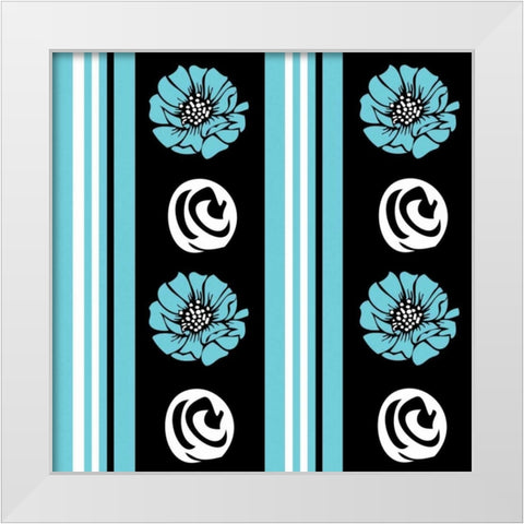 Bold Turquoise Flower XII White Modern Wood Framed Art Print by ND Art and Design
