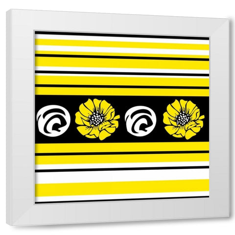 Bold Yellow Flower II White Modern Wood Framed Art Print by ND Art and Design