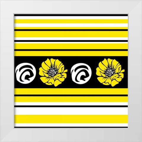 Bold Yellow Flower II White Modern Wood Framed Art Print by ND Art and Design