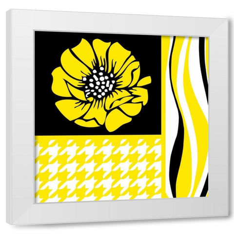 Bold Yellow Flower IX White Modern Wood Framed Art Print by ND Art and Design