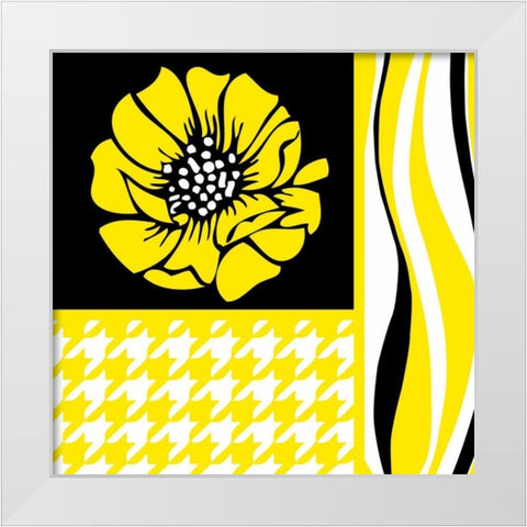 Bold Yellow Flower IX White Modern Wood Framed Art Print by ND Art and Design