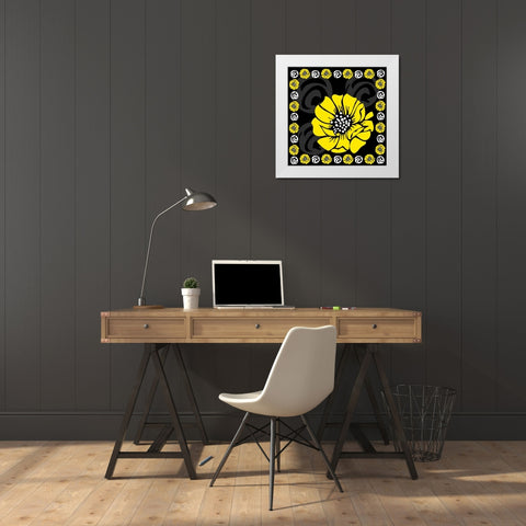 Bold Yellow Flower X White Modern Wood Framed Art Print by ND Art and Design