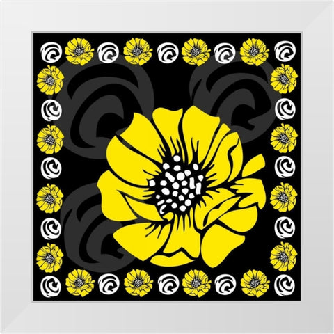 Bold Yellow Flower X White Modern Wood Framed Art Print by ND Art and Design
