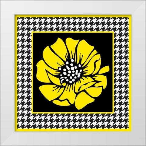 Bold Yellow Flower XI White Modern Wood Framed Art Print by ND Art and Design