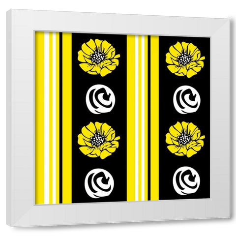 Bold Yellow Flower XII White Modern Wood Framed Art Print by ND Art and Design