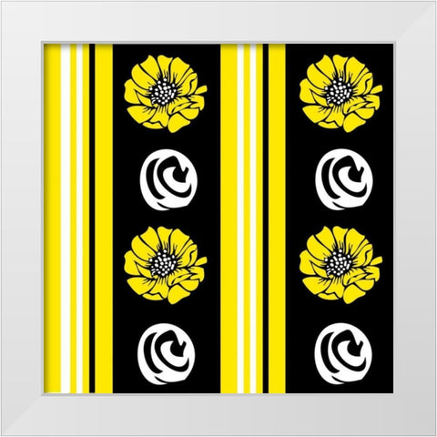Bold Yellow Flower XII White Modern Wood Framed Art Print by ND Art and Design