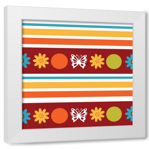 Butterflies and Blooms Playful VIII White Modern Wood Framed Art Print by ND Art and Design