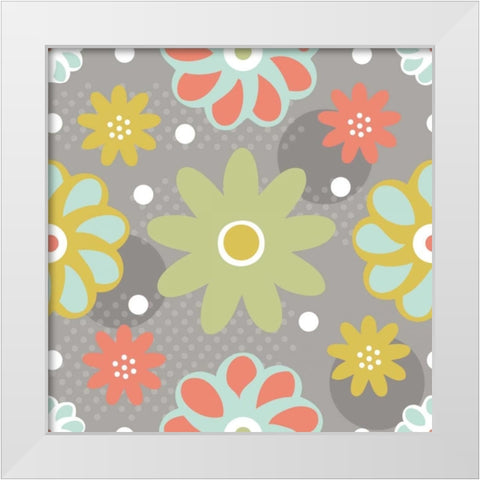 Butterflies and Blooms Tranquil IV White Modern Wood Framed Art Print by ND Art and Design