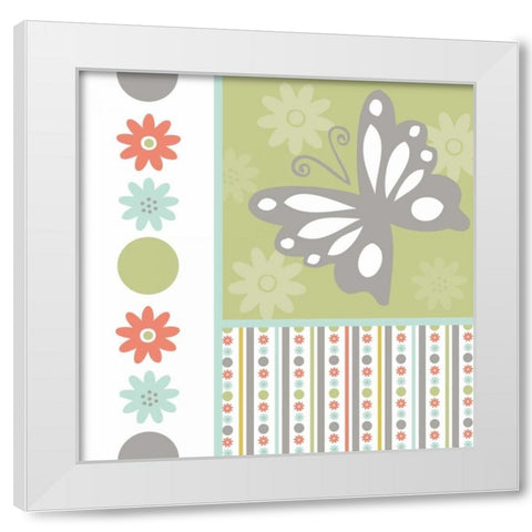 Butterflies and Blooms Tranquil VI White Modern Wood Framed Art Print by ND Art and Design