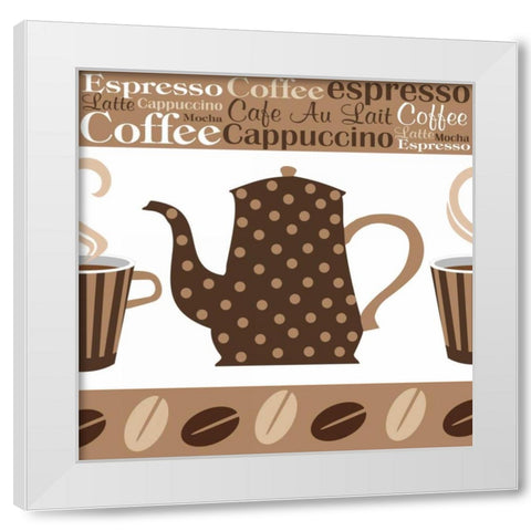 Cafe Au Lait Cocoa Latte II White Modern Wood Framed Art Print by ND Art and Design