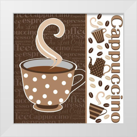 Cafe Au Lait Cocoa Latte IV White Modern Wood Framed Art Print by ND Art and Design