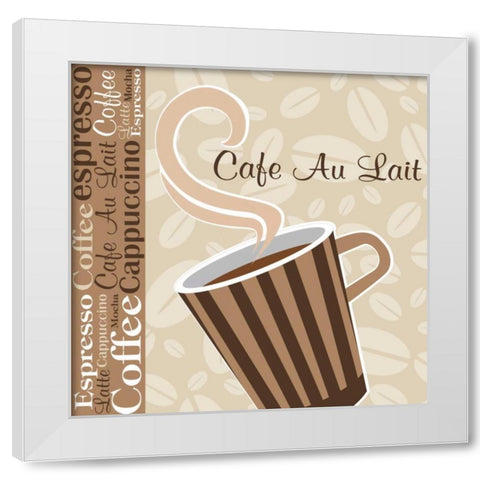 Cafe Au Lait Cocoa Latte IX White Modern Wood Framed Art Print by ND Art and Design