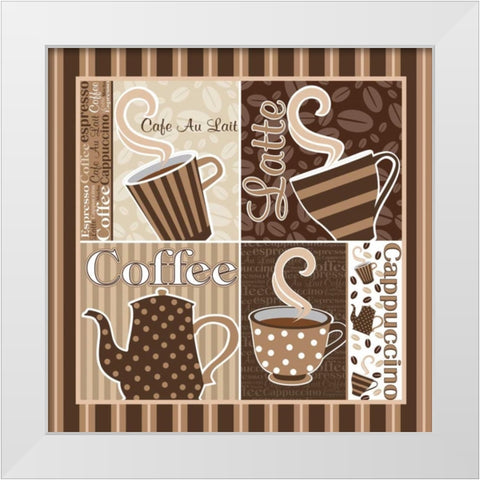 Cafe Au Lait Cocoa Latte XIII White Modern Wood Framed Art Print by ND Art and Design