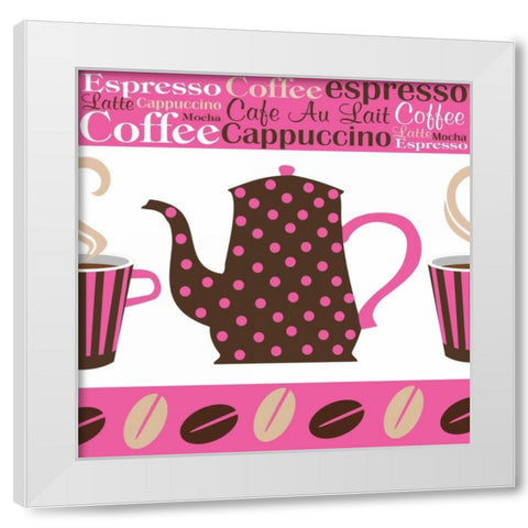 Cafe Au Lait Cocoa Punch III White Modern Wood Framed Art Print by ND Art and Design