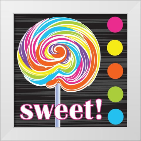 Candy Craze I White Modern Wood Framed Art Print by ND Art and Design