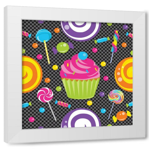 Candy Craze II White Modern Wood Framed Art Print by ND Art and Design