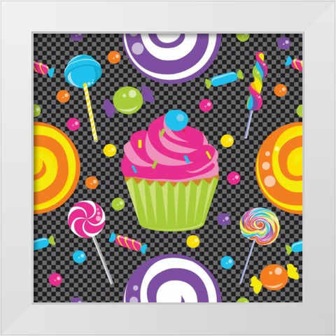 Candy Craze II White Modern Wood Framed Art Print by ND Art and Design
