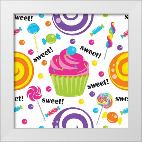 Candy Craze VI White Modern Wood Framed Art Print by ND Art and Design