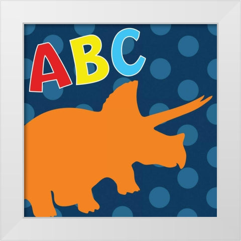 Dinopolooza VIII White Modern Wood Framed Art Print by ND Art and Design