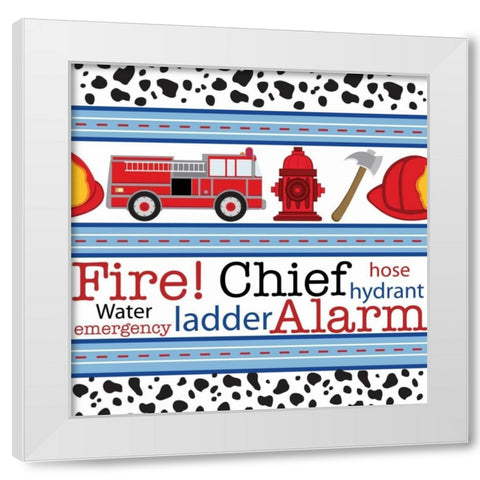 Fire Emergency II White Modern Wood Framed Art Print by ND Art and Design