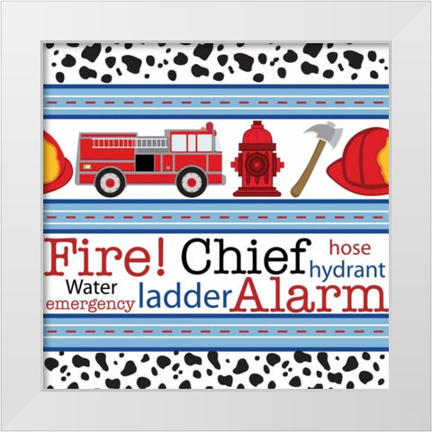 Fire Emergency II White Modern Wood Framed Art Print by ND Art and Design