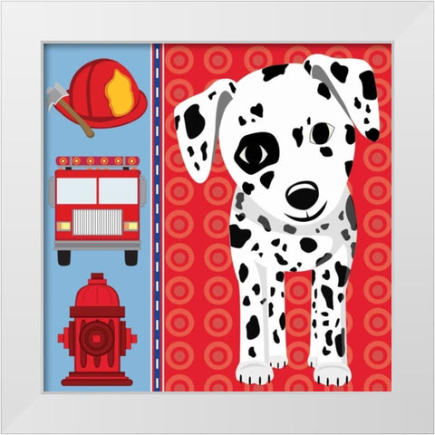 Fire Emergency XI White Modern Wood Framed Art Print by ND Art and Design