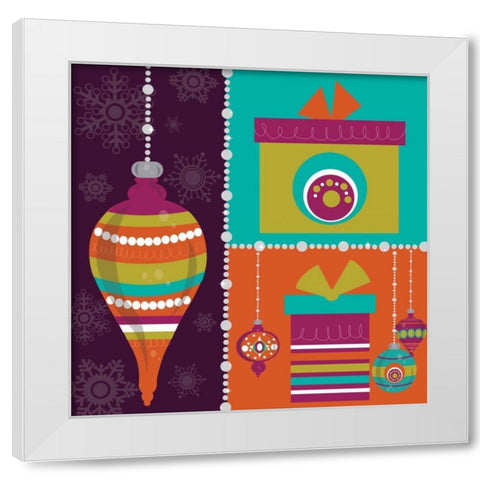 Mod Christmas II White Modern Wood Framed Art Print by ND Art and Design