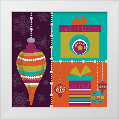 Mod Christmas II White Modern Wood Framed Art Print by ND Art and Design