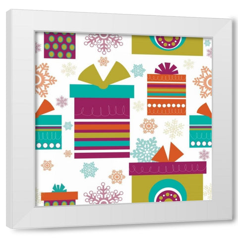 Mod Christmas IV White Modern Wood Framed Art Print by ND Art and Design