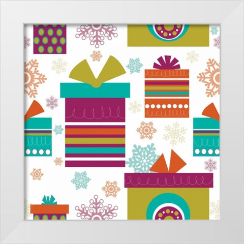 Mod Christmas IV White Modern Wood Framed Art Print by ND Art and Design