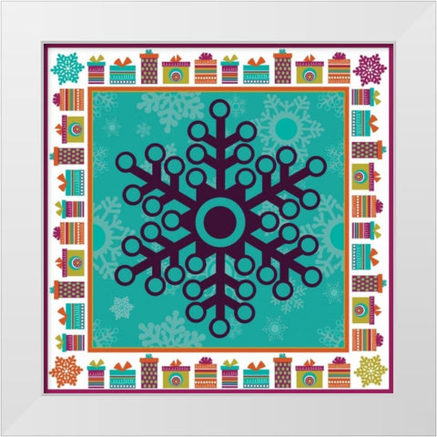 Mod Christmas XII White Modern Wood Framed Art Print by ND Art and Design