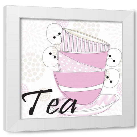 Tea Time V White Modern Wood Framed Art Print by ND Art and Design