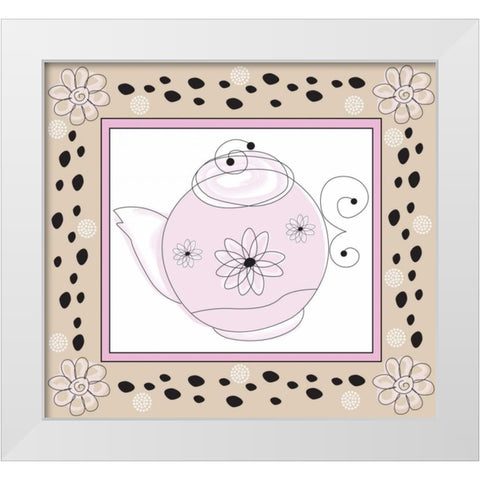 Tea Time X White Modern Wood Framed Art Print by ND Art and Design
