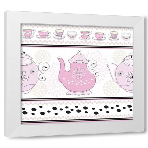 Tea Time XI White Modern Wood Framed Art Print by ND Art and Design