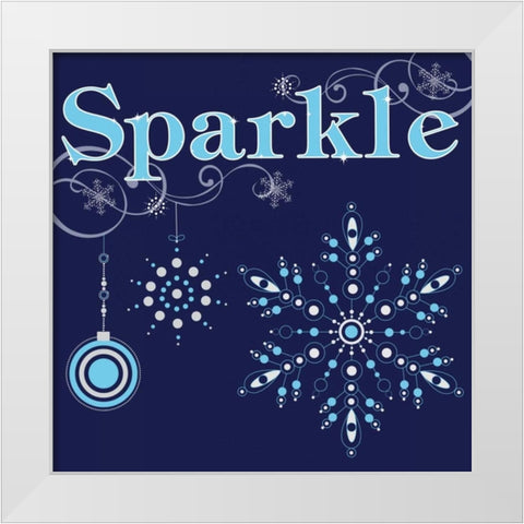 Winter Sparkle IX White Modern Wood Framed Art Print by ND Art and Design