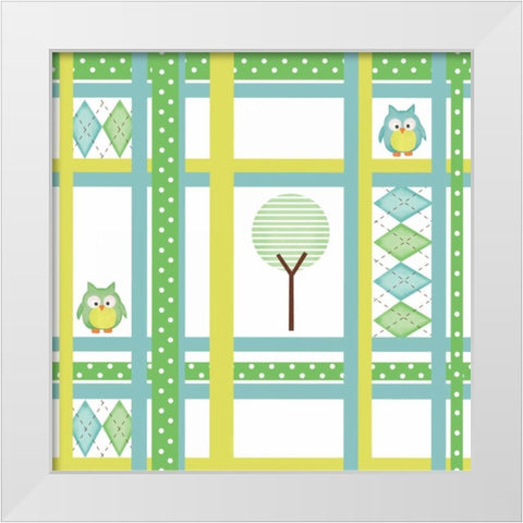 Hoot Blue V White Modern Wood Framed Art Print by ND Art and Design