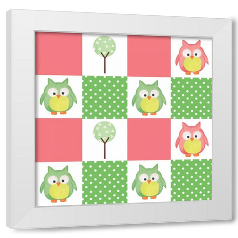 Hoot Pink VII White Modern Wood Framed Art Print by ND Art and Design