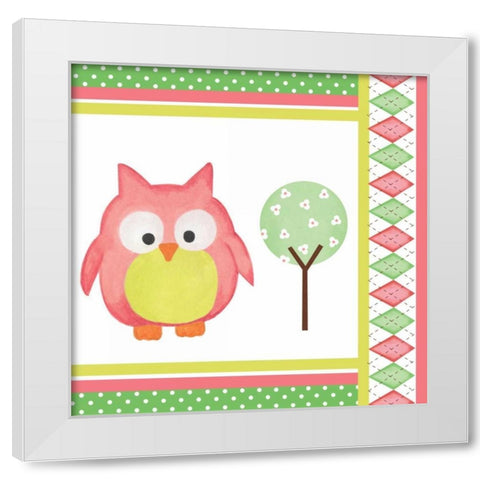 Hoot Pink VI White Modern Wood Framed Art Print by ND Art and Design