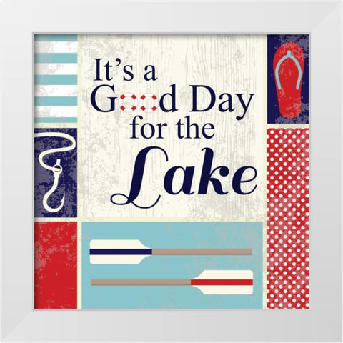 Lake I White Modern Wood Framed Art Print by ND Art and Design