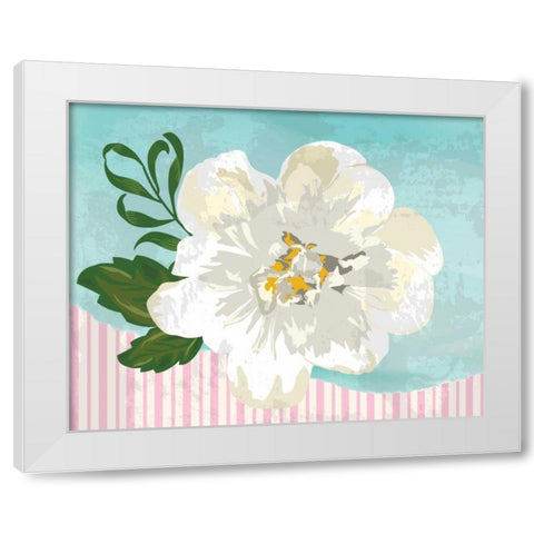 Floral III White Modern Wood Framed Art Print by ND Art and Design