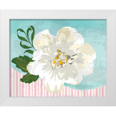 Floral III White Modern Wood Framed Art Print by ND Art and Design