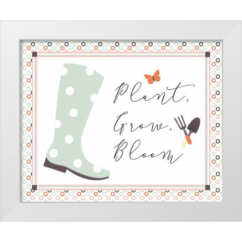 Garden III White Modern Wood Framed Art Print by ND Art and Design