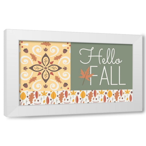 Hello Fall I White Modern Wood Framed Art Print by ND Art and Design